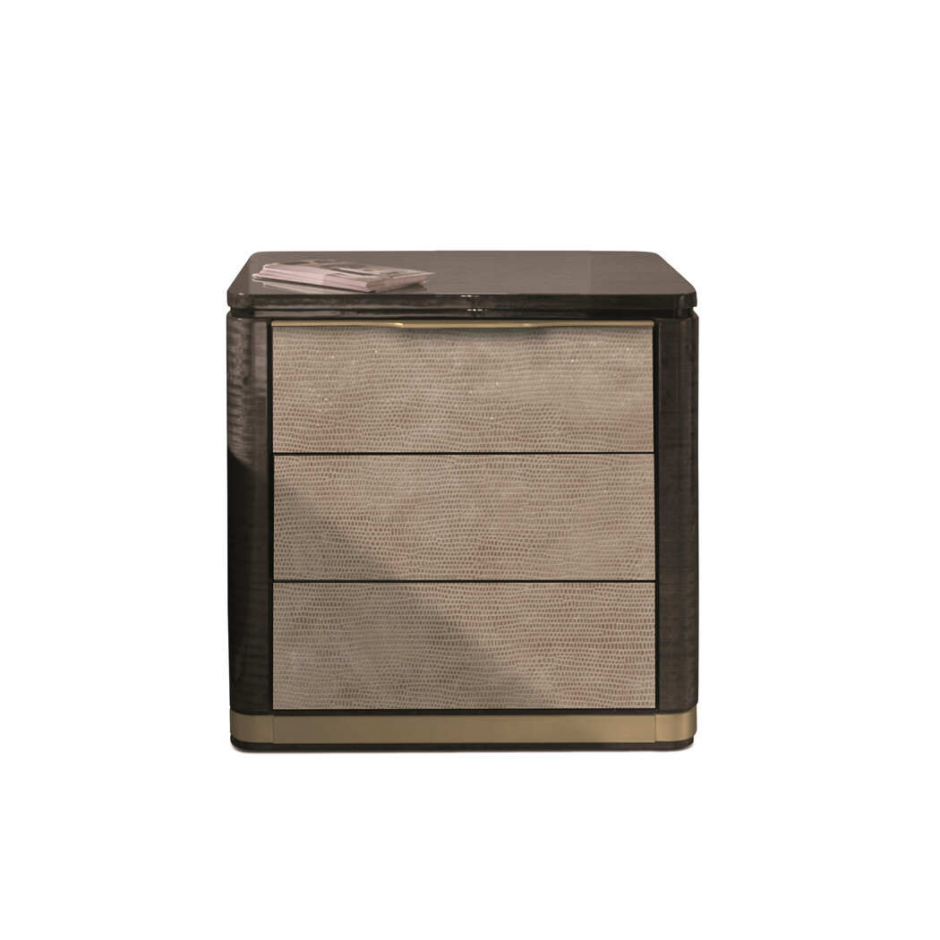 BEDSIDE TABLE (Wooden top & Leather front)