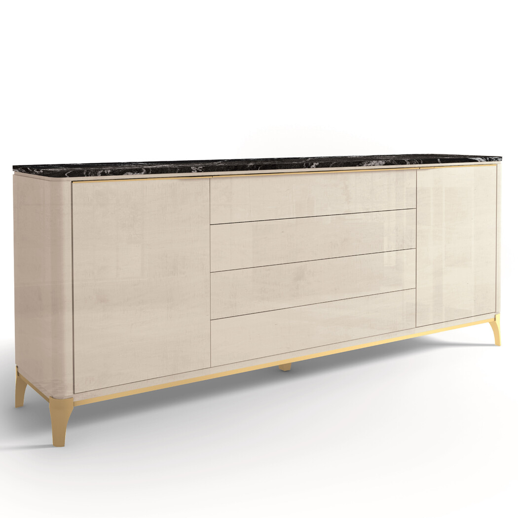 CREDENZA (Marble top & Wooden fronts)