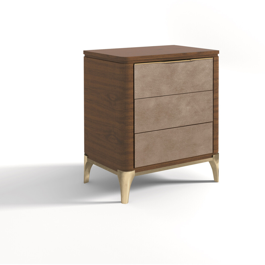 BEDSIDE TABLE (Wooden top & Leather front)